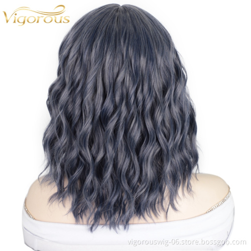 Top Quality Glueless Lace Front Colorful Bob Curly Short Deep Wavy Natural Hairline Synthetic Wigs For Black Women